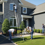 Professional contractor for siding working on a New Jersey home