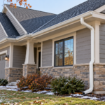 gutter downspout system on a house