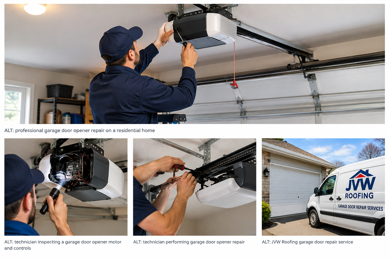 technician performing garage door opener repair