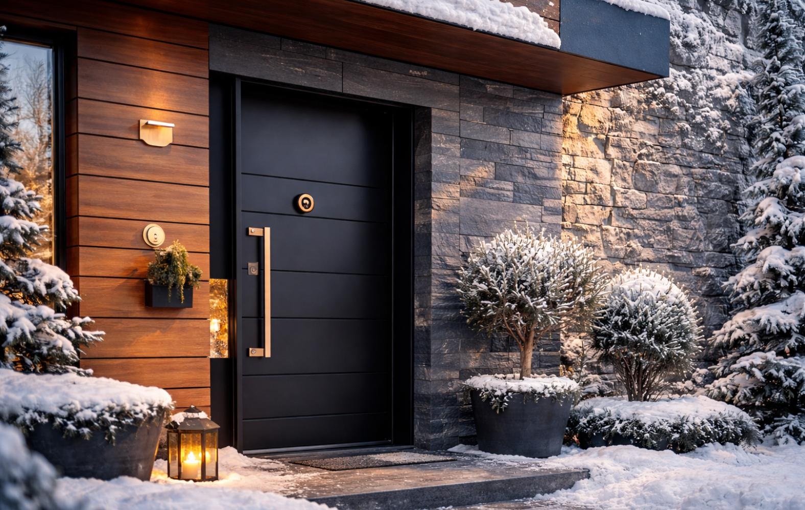 Exterior entry door designed to help protect a home during winter