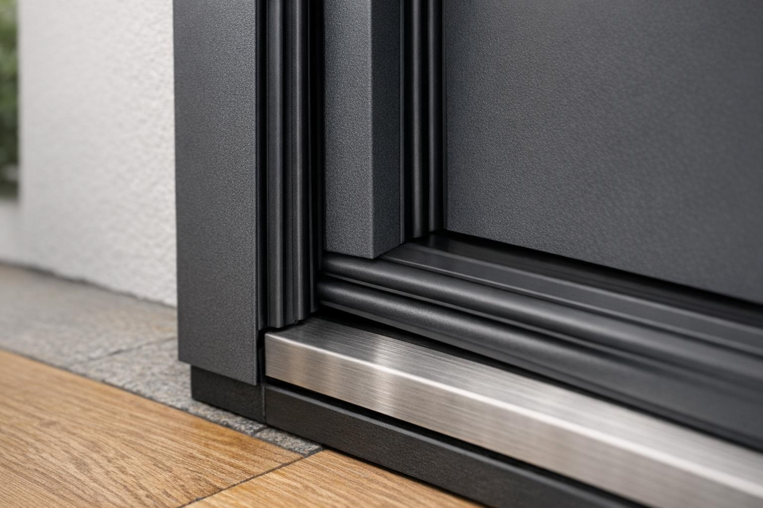 Exterior door weatherstripping and threshold seal helping reduce cold drafts